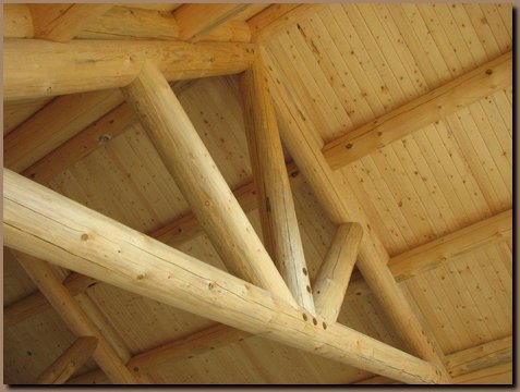 Log truss and roof purlins